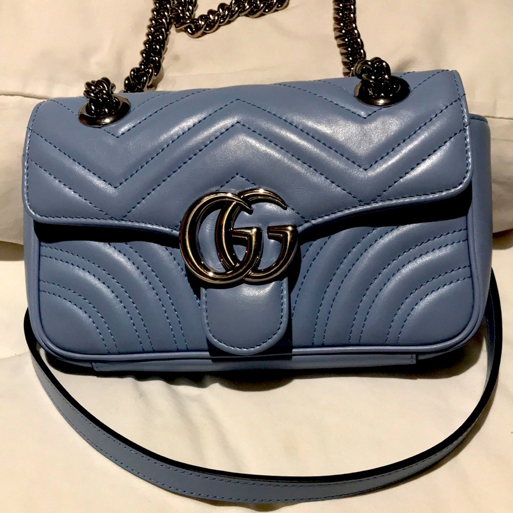Gucci mini pastel blue leather purse/bag